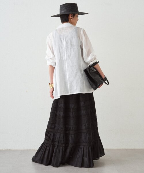 LOUNGEDRESS(ラウンジドレス)の「リネン100ジャケット(テーラードジャケット・レディース・ネイビー/オフホワイト/サックスブルー・FREE)」の10枚目の写真