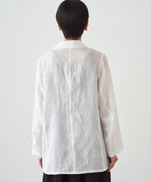 LOUNGEDRESS(ラウンジドレス)の「リネン100ジャケット(テーラードジャケット・レディース・ネイビー/オフホワイト/サックスブルー・FREE)」の16枚目の写真