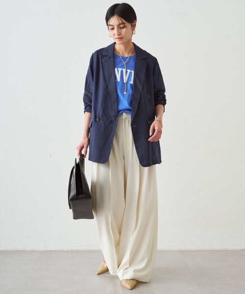 LOUNGEDRESS(ラウンジドレス)の「リネン100ジャケット(テーラードジャケット・レディース・ネイビー/オフホワイト/サックスブルー・FREE)」の21枚目の写真