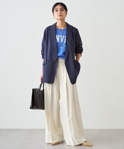 LOUNGEDRESS(ラウンジドレス)の「リネン100ジャケット(テーラードジャケット・レディース・ネイビー/オフホワイト/サックスブルー・FREE)」の22枚目の写真