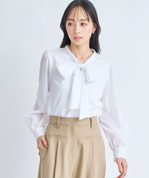 NOELA(ノエラ)の「ビッグボウタイブラウス(シャツ/ブラウス・レディース・グレー/オフホワイト/サックスブルー・フリー)」の7枚目の写真