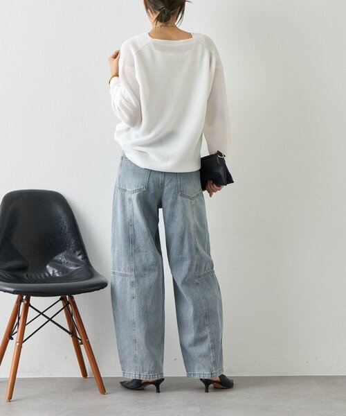 Jena espace merveilleux（ジェナ　エスパスメルヴェイユ）の「【春ニット】ギマライクカタアゼVニット（ニット/セーター・レディース・ベージュ/オフホワイト/ブラック・FREE）」の7枚目の写真