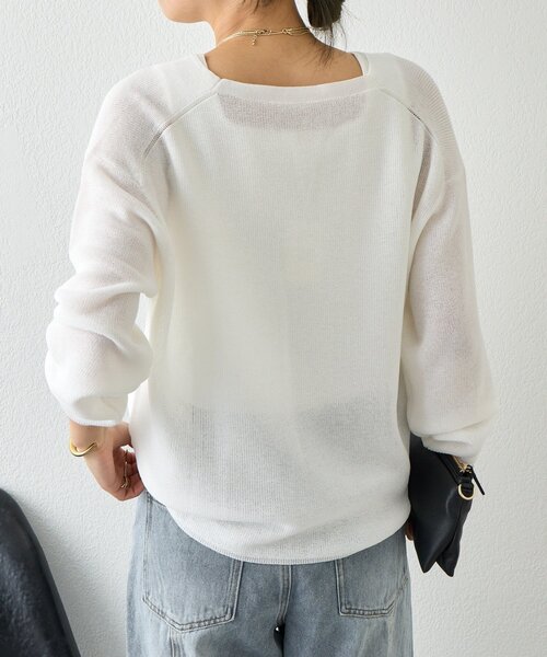 Jena espace merveilleux（ジェナ　エスパスメルヴェイユ）の「【春ニット】ギマライクカタアゼVニット（ニット/セーター・レディース・ベージュ/オフホワイト/ブラック・FREE）」の13枚目の写真