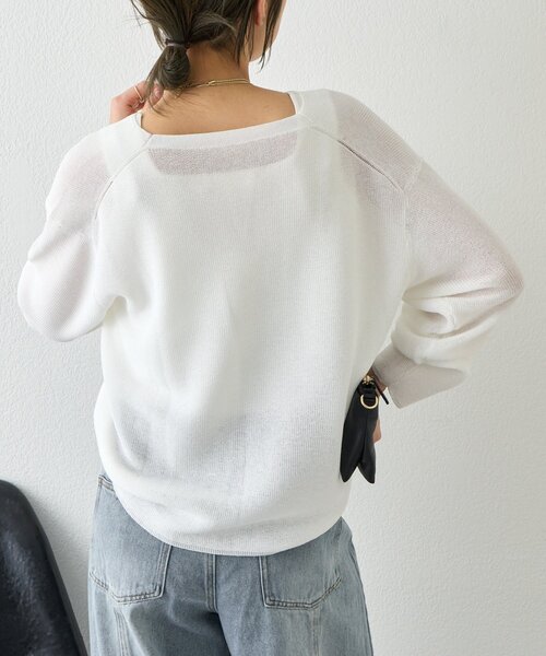 Jena espace merveilleux（ジェナ　エスパスメルヴェイユ）の「【春ニット】ギマライクカタアゼVニット（ニット/セーター・レディース・ベージュ/オフホワイト/ブラック・FREE）」の14枚目の写真