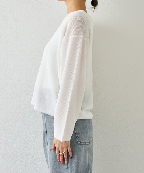 Jena espace merveilleux（ジェナ　エスパスメルヴェイユ）の「【春ニット】ギマライクカタアゼVニット（ニット/セーター・レディース・ベージュ/オフホワイト/ブラック・FREE）」の16枚目の写真