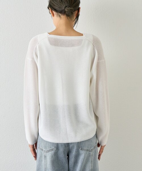 Jena espace merveilleux（ジェナ　エスパスメルヴェイユ）の「【春ニット】ギマライクカタアゼVニット（ニット/セーター・レディース・ベージュ/オフホワイト/ブラック・FREE）」の17枚目の写真