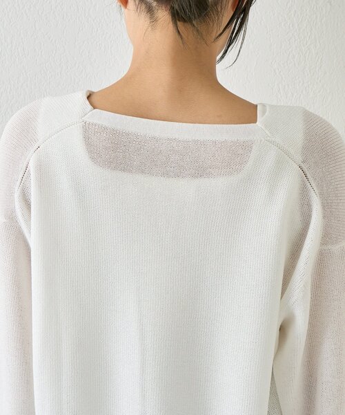 Jena espace merveilleux（ジェナ　エスパスメルヴェイユ）の「【春ニット】ギマライクカタアゼVニット（ニット/セーター・レディース・ベージュ/オフホワイト/ブラック・FREE）」の19枚目の写真