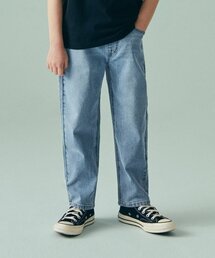 テーパードバンディングデニムパンツ[ライトインディゴ]