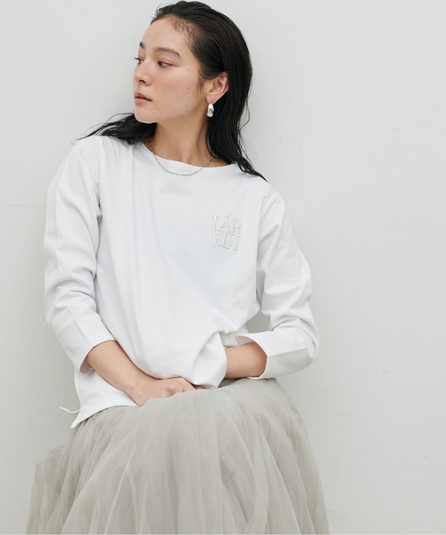 LARUTA（ラルータ）の「【LARUTA】厚盛りNEWちびロゴ刺繍ロンT（Tシャツ/カットソー・レディース・ピンク/その他1/その他2/その他3/オフホワイト・FREE）」の8枚目の写真