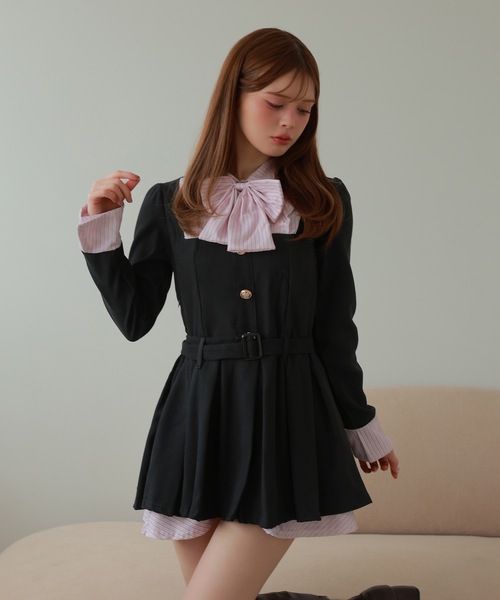front ribbon risa mini dress/フロントリボンリサミニドレス