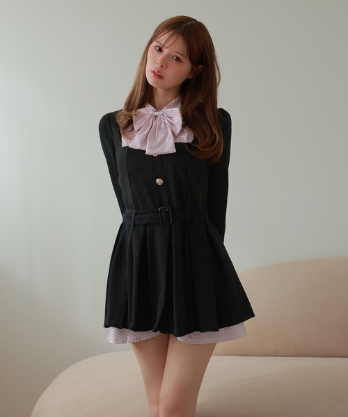 M DOLLY(エムドリー)の「front ribbon risa mini dress/フロントリボンリサミニドレス(ワンピース・レディース・ブラック/ブルー・M/S)」の13枚目の写真