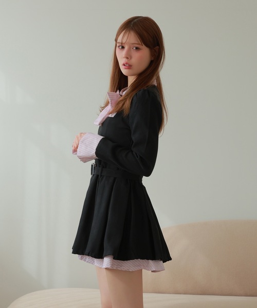 M DOLLY(エムドリー)の「front ribbon risa mini dress/フロントリボンリサミニドレス(ワンピース・レディース・ブラック/ブルー・M/S)」の15枚目の写真