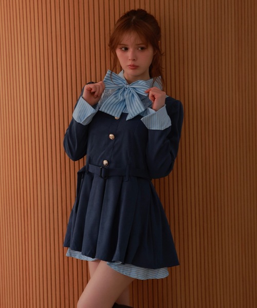 M DOLLY(エムドリー)の「front ribbon risa mini dress/フロントリボンリサミニドレス(ワンピース・レディース・ブラック/ブルー・M/S)」の19枚目の写真