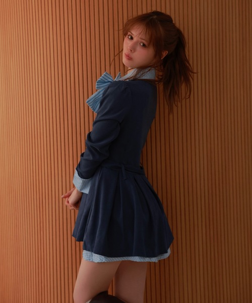 front ribbon risa mini dress/フロントリボンリサミニドレス