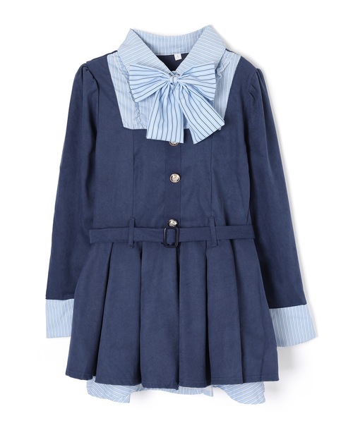 M DOLLY(エムドリー)の「front ribbon risa mini dress/フロントリボンリサミニドレス(ワンピース・レディース・ブラック/ブルー・M/S)」の6枚目の写真