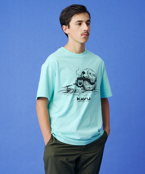 KAVU(カブー)の「KAVU/カブー Sea Otter Tee/シーオッター Tシャツ(Tシャツ/カットソー・メンズ・ヘザーグレー/ブルーグリーン/ホワイト・LARGE/MEDIUM/X-LARGE)」の1枚目の写真