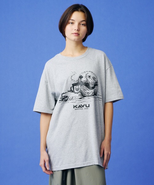 KAVU(カブー)の「KAVU/カブー Sea Otter Tee/シーオッター Tシャツ(Tシャツ/カットソー・メンズ・ヘザーグレー/ブルーグリーン/ホワイト・LARGE/MEDIUM/X-LARGE)」の3枚目の写真
