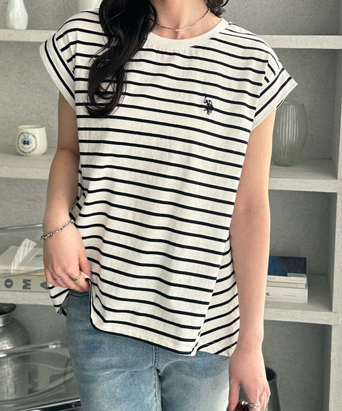 U.S. POLO ASSN.(ユーエスポロアッスン)の「GeeRA別注【U.S. POLO ASSN.】大人のゆったりリラックススタイル 接触冷感フレンチスリーブTシャツ(Tシャツ/カットソー・レディース・ブラック/オフホワイト/ホワイト系その他・MEDIUM/LARGE/X-LARGE)」の18枚目の写真