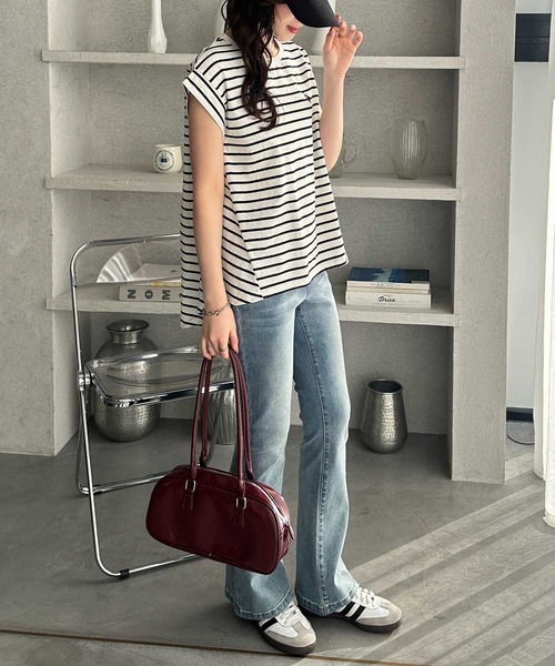 U.S. POLO ASSN.(ユーエスポロアッスン)の「GeeRA別注【U.S. POLO ASSN.】大人のゆったりリラックススタイル 接触冷感フレンチスリーブTシャツ(Tシャツ/カットソー・レディース・ブラック/オフホワイト/ホワイト系その他・MEDIUM/LARGE/X-LARGE)」の11枚目の写真