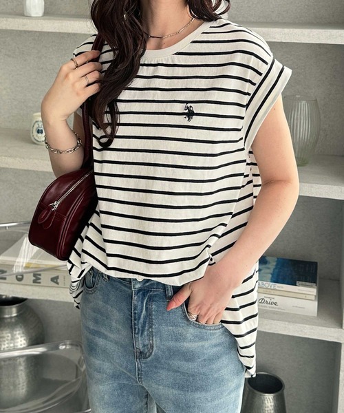U.S. POLO ASSN.(ユーエスポロアッスン)の「GeeRA別注【U.S. POLO ASSN.】大人のゆったりリラックススタイル 接触冷感フレンチスリーブTシャツ(Tシャツ/カットソー・レディース・ブラック/オフホワイト/ホワイト系その他・MEDIUM/LARGE/X-LARGE)」の17枚目の写真