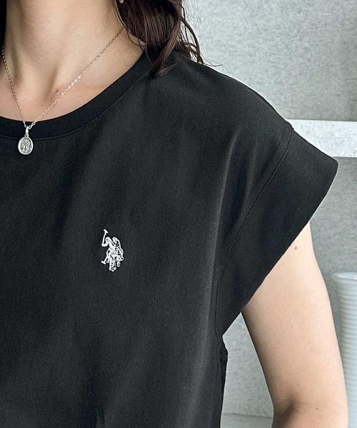 U.S. POLO ASSN.(ユーエスポロアッスン)の「GeeRA別注【U.S. POLO ASSN.】大人のゆったりリラックススタイル 接触冷感フレンチスリーブTシャツ(Tシャツ/カットソー・レディース・ブラック/オフホワイト/ホワイト系その他・MEDIUM/LARGE/X-LARGE)」の7枚目の写真