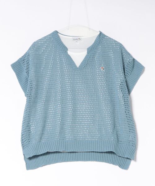 Arnold Palmer(アーノルドパーマー)の「メッシュニット プルオーバー + レイヤードT セット(Tシャツ/カットソー・レディース・ライトベージュ/ブラック/サックスブルー・S/M/L)」の18枚目の写真
