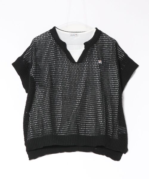 Arnold Palmer(アーノルドパーマー)の「メッシュニット プルオーバー + レイヤードT セット(Tシャツ/カットソー・レディース・ライトベージュ/ブラック/サックスブルー・S/M/L)」の19枚目の写真