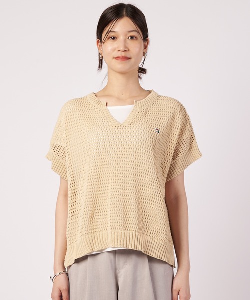 Arnold Palmer(アーノルドパーマー)の「メッシュニット プルオーバー + レイヤードT セット(Tシャツ/カットソー・レディース・ライトベージュ/ブラック/サックスブルー・S/M/L)」の10枚目の写真