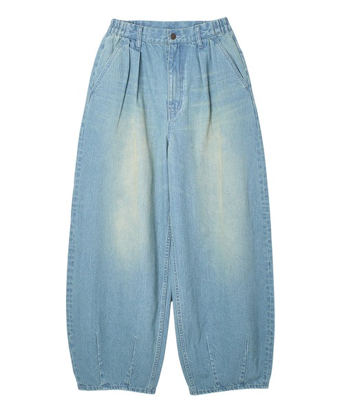 X-girl（エックスガール）の「TUCK WIDE LEG DENIM PANTS（デニムパンツ・レディース・ブラウン/ライトインディゴブルー・S/M）」の9枚目の写真