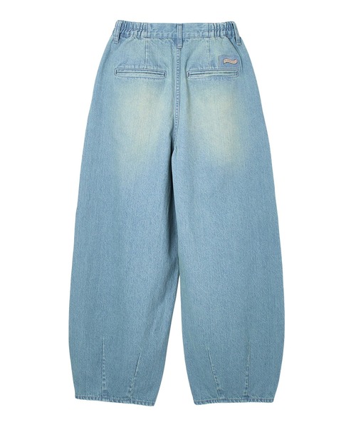 X-girl（エックスガール）の「TUCK WIDE LEG DENIM PANTS（デニムパンツ・レディース・ブラウン/ライトインディゴブルー・S/M）」の10枚目の写真