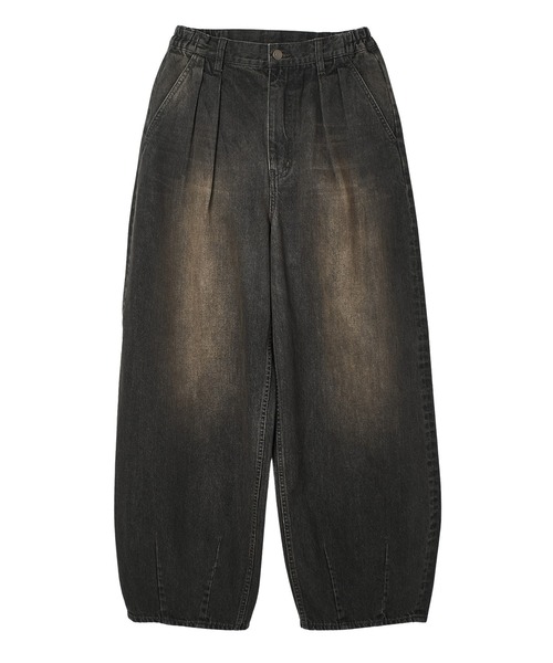 X-girl（エックスガール）の「TUCK WIDE LEG DENIM PANTS（デニムパンツ・レディース・ブラウン/ライトインディゴブルー・S/M）」の7枚目の写真