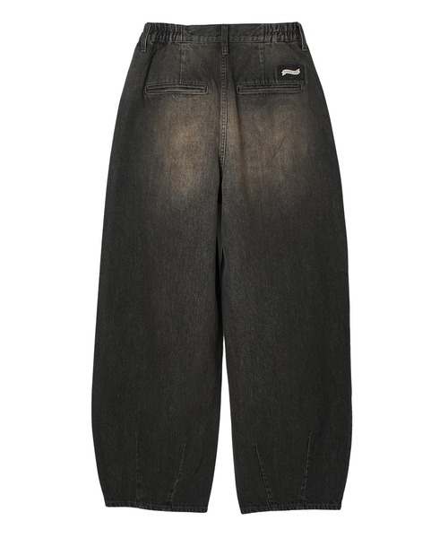 X-girl（エックスガール）の「TUCK WIDE LEG DENIM PANTS（デニムパンツ・レディース・ブラウン/ライトインディゴブルー・S/M）」の8枚目の写真