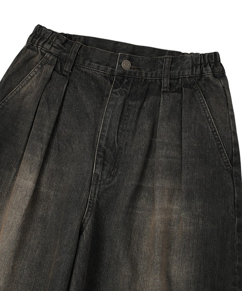 X-girl（エックスガール）の「TUCK WIDE LEG DENIM PANTS（デニムパンツ・レディース・ブラウン/ライトインディゴブルー・S/M）」の11枚目の写真