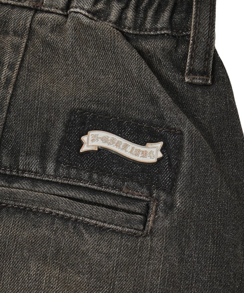 X-girl（エックスガール）の「TUCK WIDE LEG DENIM PANTS（デニムパンツ・レディース・ブラウン/ライトインディゴブルー・S/M）」の12枚目の写真