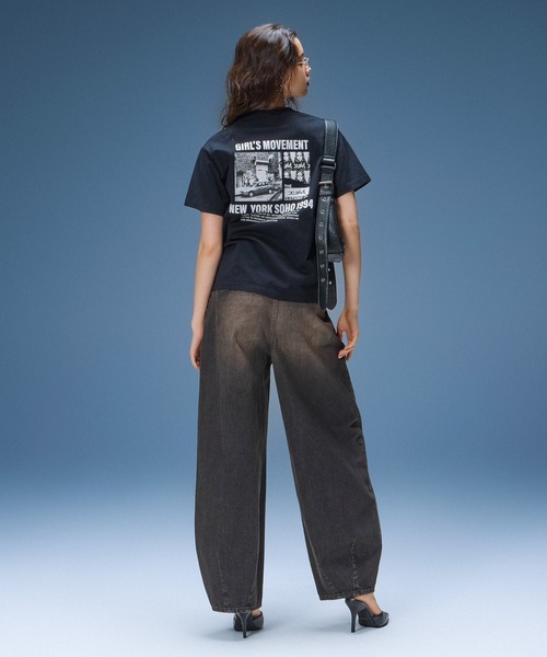 X-girl（エックスガール）の「TUCK WIDE LEG DENIM PANTS（デニムパンツ・レディース・ブラウン/ライトインディゴブルー・S/M）」の21枚目の写真