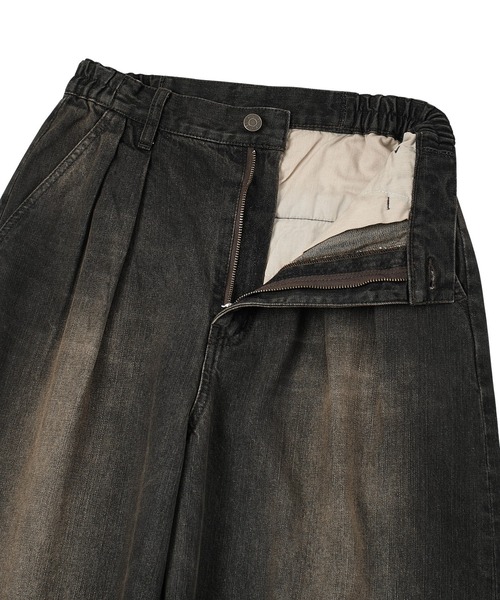 X-girl（エックスガール）の「TUCK WIDE LEG DENIM PANTS（デニムパンツ・レディース・ブラウン/ライトインディゴブルー・S/M）」の16枚目の写真