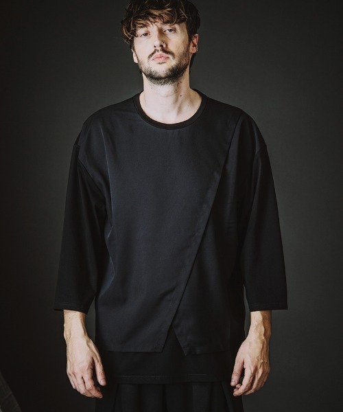 NO ID.（ノーアイディ）の「mlt5615-ｽﾘｯﾄﾚｲﾔｰﾄﾞ8分袖BIG-T Tシャツ(458006-441T)（Tシャツ/カットソー・メンズ・グレー/ブラック/ホワイト・ONE SIZE）」の19枚目の写真