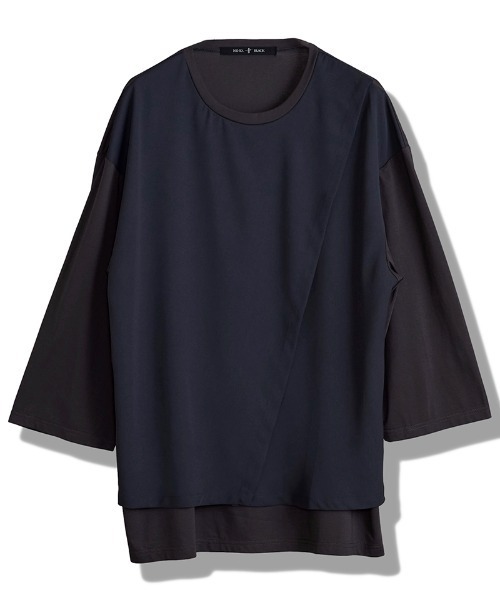 NO ID.（ノーアイディ）の「mlt5615-ｽﾘｯﾄﾚｲﾔｰﾄﾞ8分袖BIG-T Tシャツ(458006-441T)（Tシャツ/カットソー・メンズ・グレー/ブラック/ホワイト・ONE SIZE）」の11枚目の写真