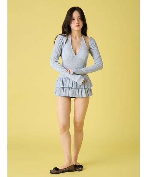 LILY BROWN(リリーブラウン)の「ボレロセットワンピース型スウィムウェア(水着・レディース・ドット/ライトブルー・F)」の19枚目の写真