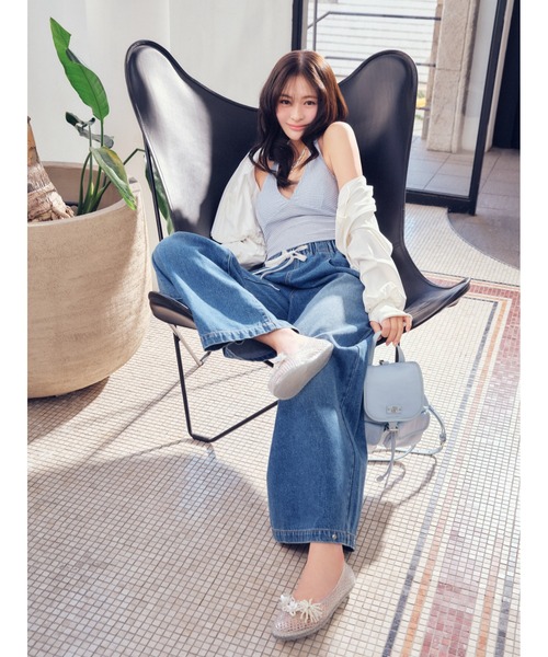 Lily brown ショルダーリボンスウィムウェア　ブルー LILY BROWN（リリーブラウン）の「ショルダーリボンスウィムウェア