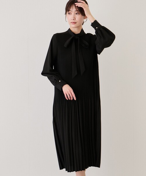Jayro(ジャイロ)の「ボウタイプリーツワンピース(シャツワンピース・レディース・ネイビー/グレー系その他/ブラック・M)」の15枚目の写真