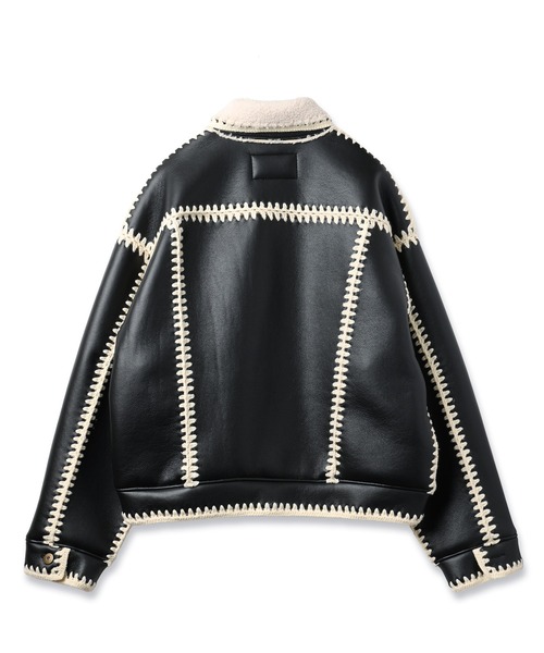 amok(アモク)の「HAND KNITTING BOA BLOUSON(ブルゾン・メンズ・ライトブルー/ブラック・M/S)」の17枚目の写真