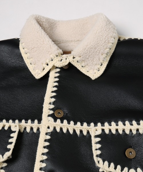 amok(アモク)の「HAND KNITTING BOA BLOUSON(ブルゾン・メンズ・ライトブルー/ブラック・M/S)」の11枚目の写真