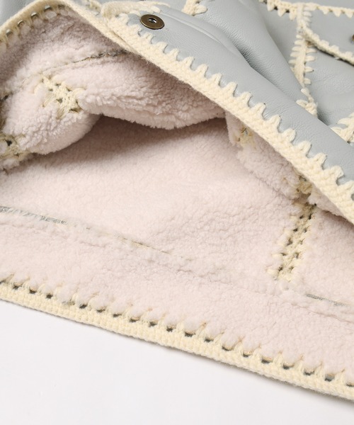 amok(アモク)の「HAND KNITTING BOA BLOUSON(ブルゾン・メンズ・ライトブルー/ブラック・M/S)」の7枚目の写真