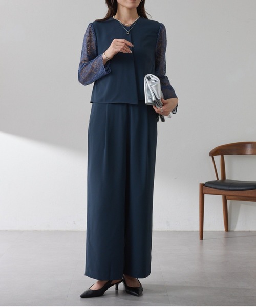 COLLAGE GALLARDAGALANTE(コラージュガリャルダガランテ)の「バックサテンジョーゼットールインワン/オケージョン(つなぎ/オールインワン・レディース・ブラック/ネイビー・FREE)」の17枚目の写真