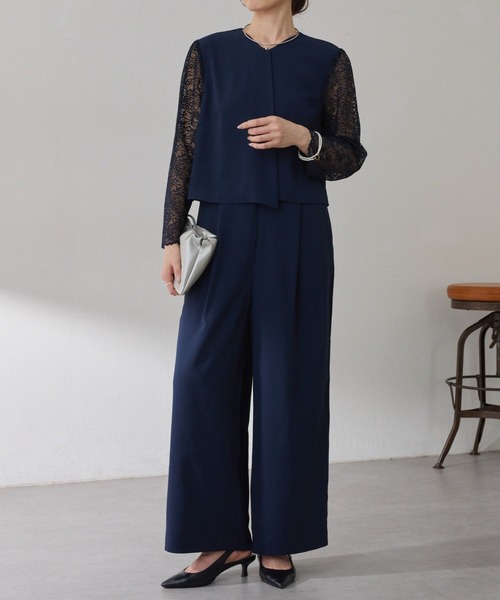 COLLAGE GALLARDAGALANTE(コラージュガリャルダガランテ)の「バックサテンジョーゼットールインワン/オケージョン(つなぎ/オールインワン・レディース・ブラック/ネイビー・FREE)」の3枚目の写真