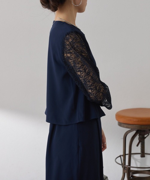 COLLAGE GALLARDAGALANTE(コラージュガリャルダガランテ)の「バックサテンジョーゼットールインワン/オケージョン(つなぎ/オールインワン・レディース・ブラック/ネイビー・FREE)」の7枚目の写真