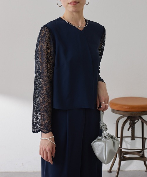 COLLAGE GALLARDAGALANTE(コラージュガリャルダガランテ)の「バックサテンジョーゼットールインワン/オケージョン(つなぎ/オールインワン・レディース・ブラック/ネイビー・FREE)」の8枚目の写真