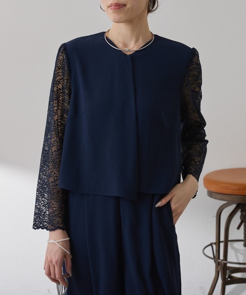 COLLAGE GALLARDAGALANTE(コラージュガリャルダガランテ)の「バックサテンジョーゼットールインワン/オケージョン(つなぎ/オールインワン・レディース・ブラック/ネイビー・FREE)」の4枚目の写真