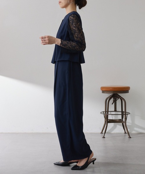 COLLAGE GALLARDAGALANTE(コラージュガリャルダガランテ)の「バックサテンジョーゼットールインワン/オケージョン(つなぎ/オールインワン・レディース・ブラック/ネイビー・FREE)」の9枚目の写真